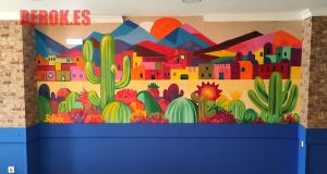 Mural Captus Mexico Colorines Lleida Mexicano 300x100000